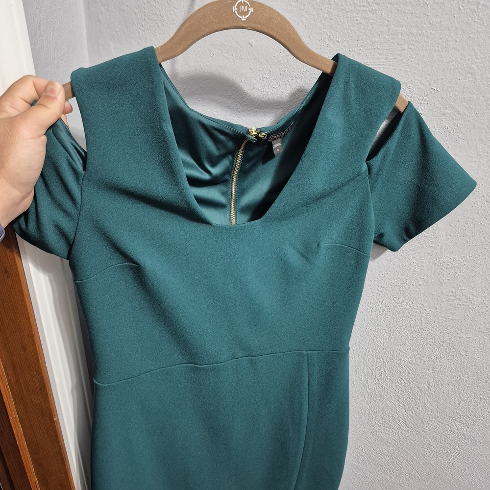 Express Teal Cold Shoulder Mini Dress - Picture 5 of 5